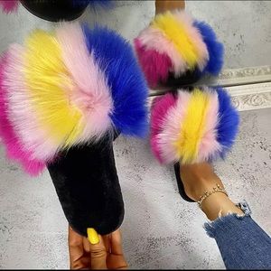 Women Fur Fluffy Slippers Beautiful Fluffy
